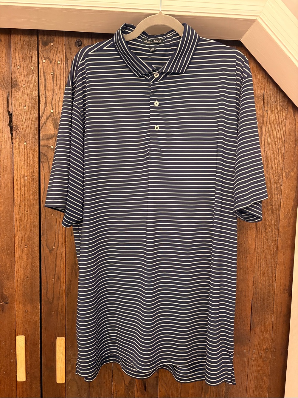 Striped Navy and White Men's Polo Shirt